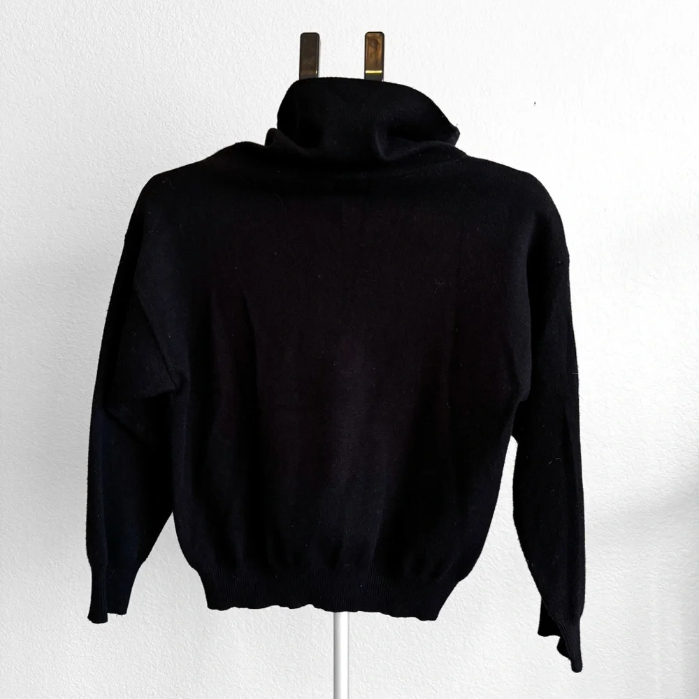 Mango MNG Black Mixed Media Knit Henley Utility Sweater XS - Picture 3 of 4